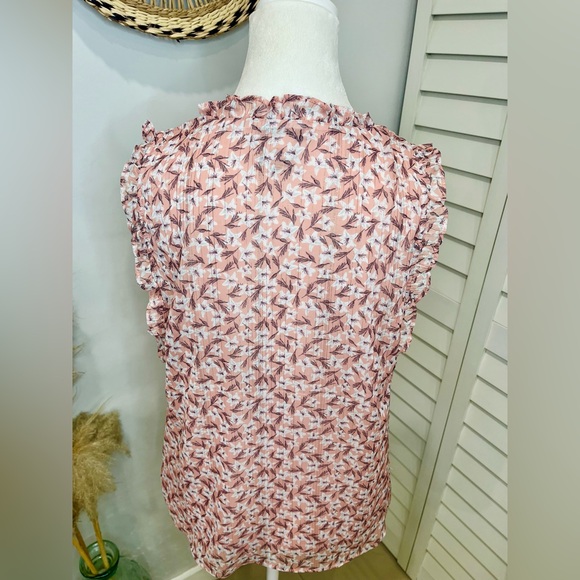 Rachel Zoe • Women’s Blush Shimmery Floral Sleeveless V Neck Blouse Top M NWOT - Picture 10 of 12